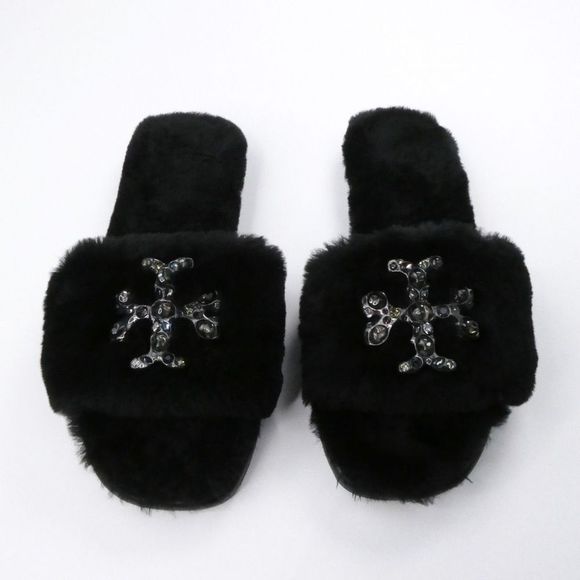 Tory Burch Shoes - 9. TORY BURCH Embellished shearling slides size 6.5